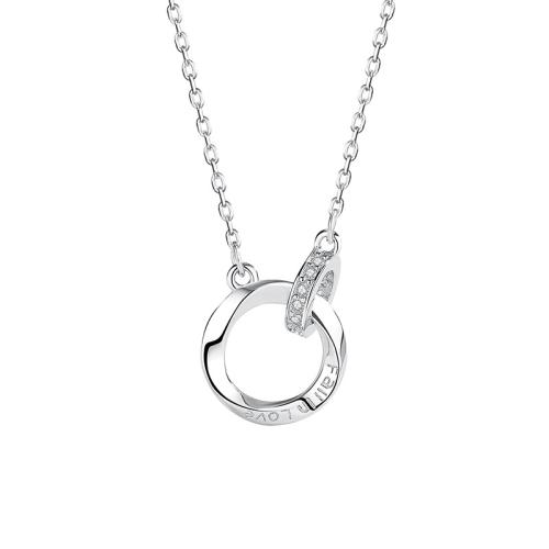Cubic Zircon Micro Pave Sterling Silver Necklace, 925 Sterling Silver, with 5CM extender chain, micro pave cubic zirconia & for woman Approx 46.5 cm 