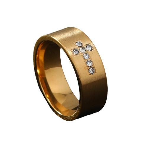 Cubic Zirconia Stainless Steel Finger Ring, 304 Stainless Steel, plated & micro pave cubic zirconia & for woman 