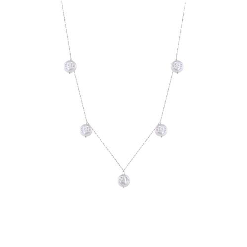 純銀製の宝石類のネックレス, 92.5％純度シルバー, とともに プラスチック製パール, メッキ, 女性用, 無色, 売り手 パソコン[