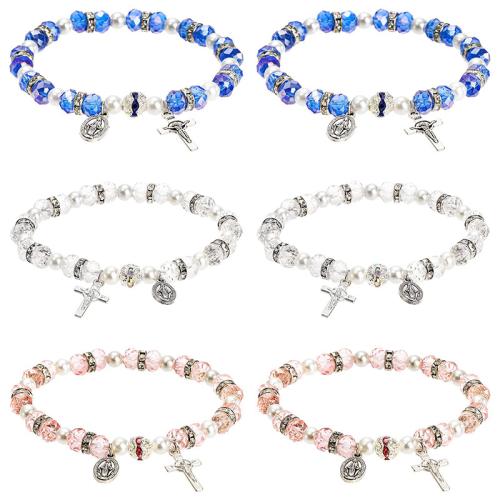 Zinc Alloy Crystal Bracelets, with Crystal & Plastic Pearl, handmade, for woman 