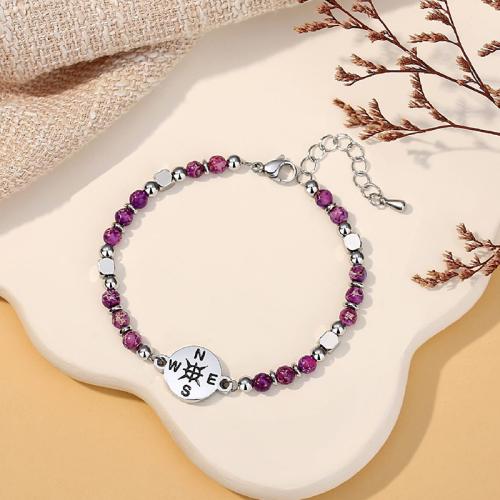 Gemstone Bracelets, 304 Stainless Steel, with Natural Stone, handmade & for woman cm 