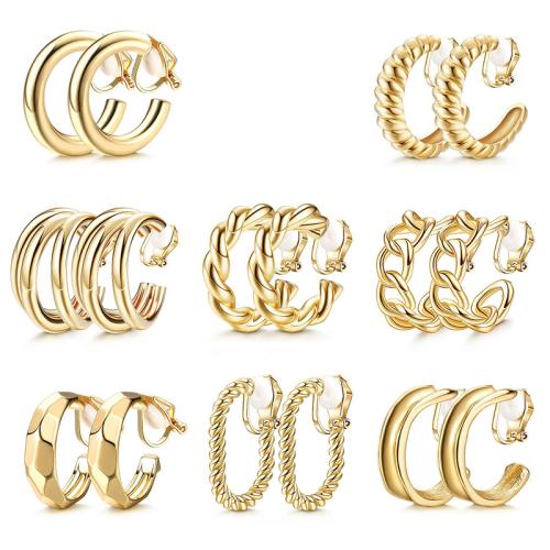 Zinc Alloy Clip Earring, plated & for woman, golden 