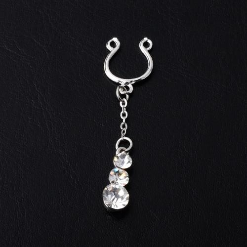 Stainless Steel Nipple Ring, Zinc Alloy, Unisex & micro pave cubic zirconia, white 