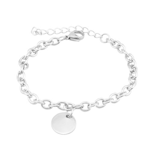 Stainless Steel Charm Bracelet, 304 Stainless Steel, with 5cm extender chain, polished, fashion jewelry & Unisex, original color Approx 16 cm 