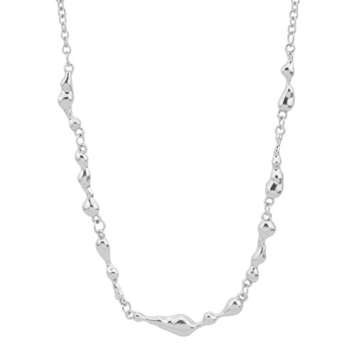 Zink Legierung Halskette, Zinklegierung, mit 304 Edelstahl Kette, mit Verlängerungskettchen von 6cm, Modeschmuck & für Frau, Silberfarbe, Länge:ca. 43 cm, verkauft von PC