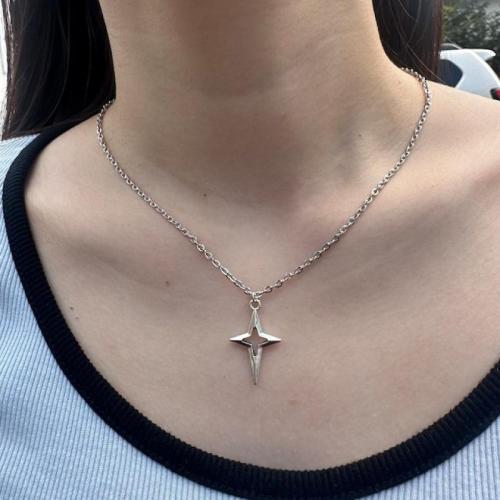 Stainless Steel Jewelry Necklace, Zinc Alloy, with 304 Stainless Steel Chain, fashion jewelry & for woman, silver color Approx 45 cm 