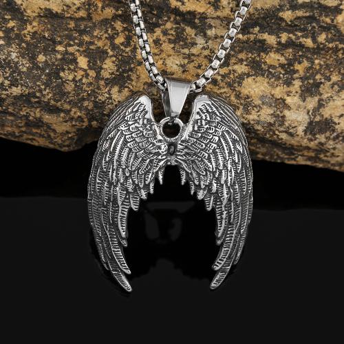 Stainless Steel Jewelry Necklace, 304 Stainless Steel, Angel Wing, polished, fashion jewelry & for man, original color Approx 60 cm 