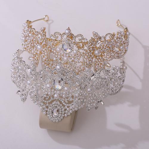 Bridal Tiaras, Zinc Alloy, with Crystal & Plastic Pearl, fashion jewelry & for woman diameter 155mm, height 73mm 