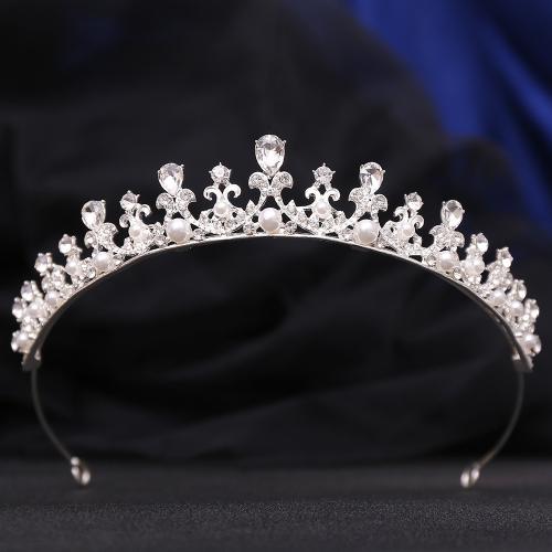 Bridal Tiaras, Zinc Alloy, with Crystal & Plastic Pearl, fashion jewelry & for woman & with rhinestone diameter 130mm, height 26mm 
