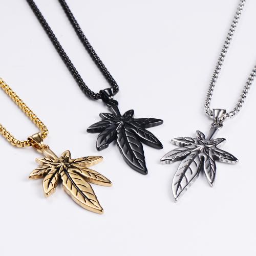 Stainless Steel Jewelry Necklace, 316 Stainless Steel, Maple Leaf, polished, fashion jewelry & Unisex Approx 60 cm 