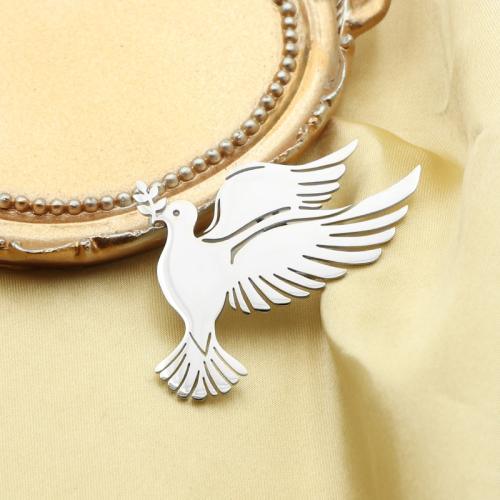 Collar Jewelry Brooch, 304 Stainless Steel, Dove, fashion jewelry & Unisex, original color 