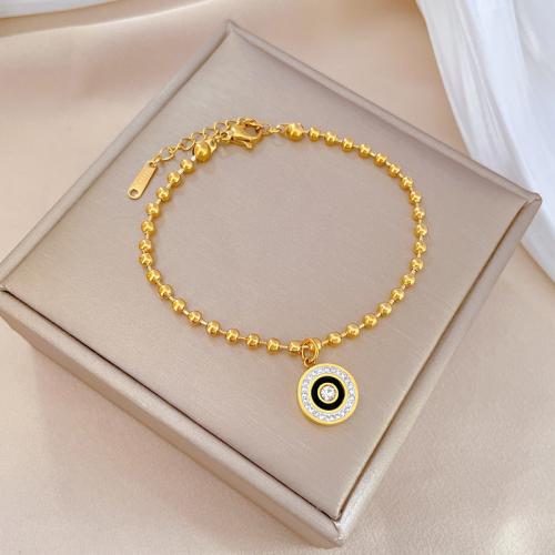 Stainless Steel Charm Bracelet, 304 Stainless Steel, with 3cm extender chain, Vacuum Ion Plating, fashion jewelry & for woman & with rhinestone 12mm cm 
