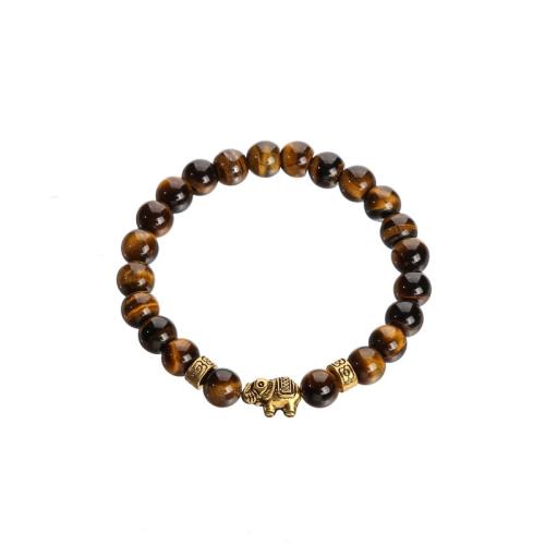 Gemstone Bracelets, Natural Stone, with Zinc Alloy, Elephant, gold color plated, fashion jewelry & Unisex Approx 19-19.5 cm 