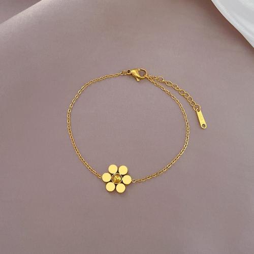 Stainless Steel Charm Bracelet, 304 Stainless Steel, with 3cm extender chain, Flower, Vacuum Ion Plating, fashion jewelry & for woman cm 