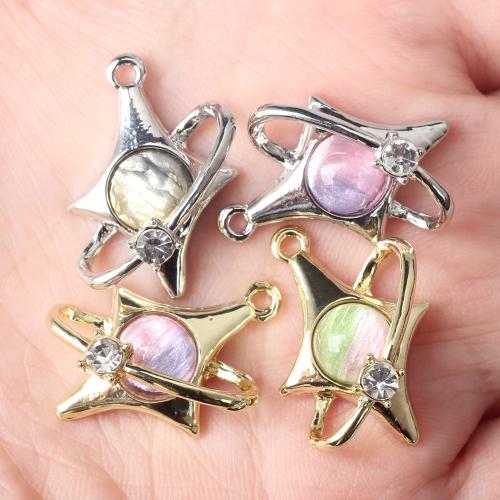 Resin Zinc Alloy Pendants, with Resin, plated, DIY & with rhinestone Approx 2mm 