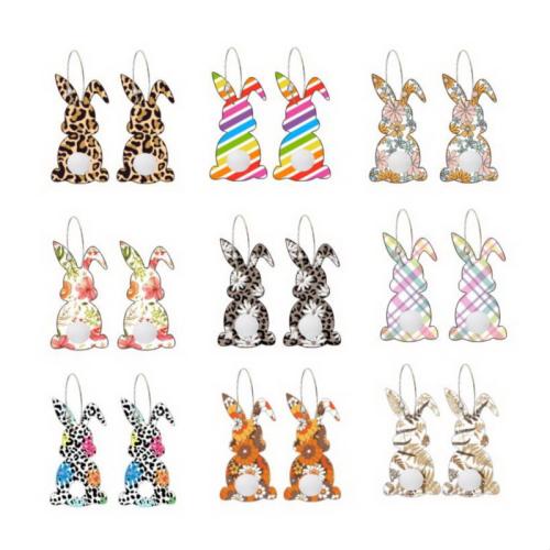 Wood Earring, with Zinc Alloy, Rabbit, fashion jewelry & for woman 