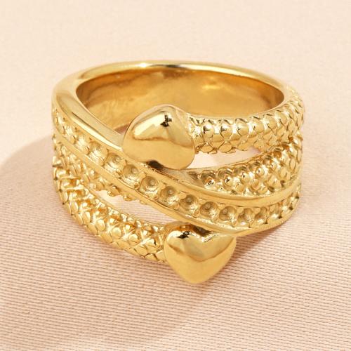 Stainless Steel Finger Ring, 304 Stainless Steel, plated, for woman, golden, US Ring 