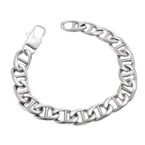 Titane bracelet en acier et bracelet, Acier titane, poli, unisexe, couleur originale Environ 21 cm, Vendu par PC