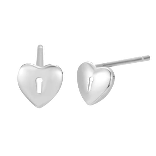 Sterling Silver Stud Earring, argent sterling 925, coeur, pour femme, argent, Vendu par PC