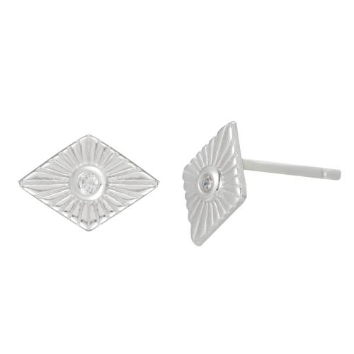 Sterling Silver Stud Earring, 925 Sterling Silver, for woman & with rhinestone, silver color 