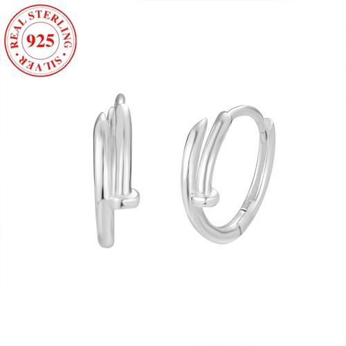Sterling Silver Huggie Hoop Earring, 925 Sterling Silver, for woman, silver color 