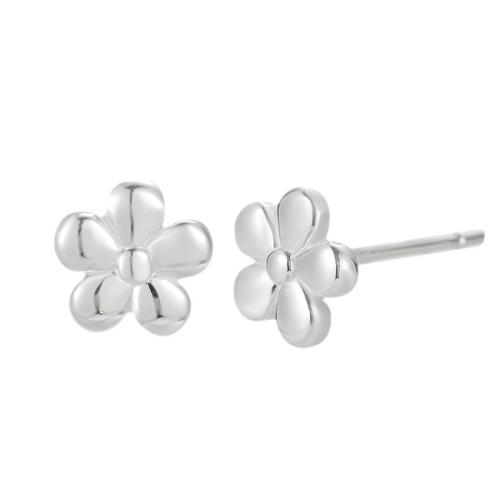Sterling Silver Stud Earring, 925 Sterling Silver, petals, for woman, silver color 