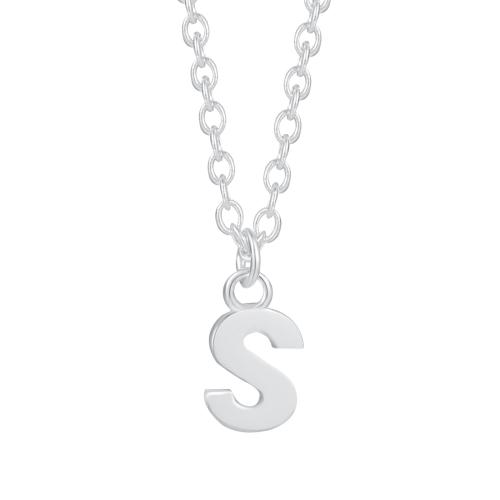 Sterling Silver Jewelry Necklace, 925 Sterling Silver, Letter S, for woman, silver color 