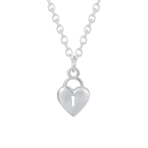 Sterling Silber Schmuck Halskette, 925 Sterling Silber, Herz, für Frau, Silberfarbe, verkauft von PC