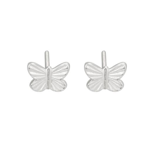 Sterling Silver Stud Earring, argent sterling 925, papillon, pour femme, argent, Vendu par paire