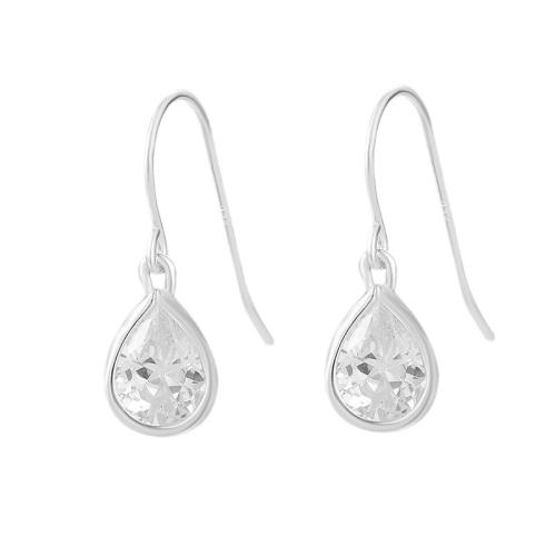 Sterling Silver Drop Earring, 925 Sterling Silver, for woman & with rhinestone, silver color 