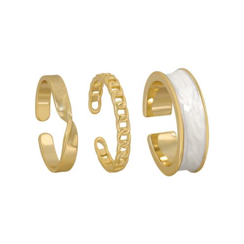 Brass Finger Ring, three pieces & for woman & enamel [
