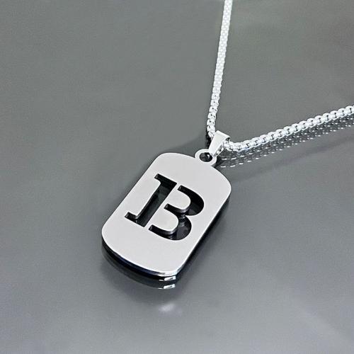 Titanium Steel Jewelry Necklace, polished, letters are from A to Z & Unisex original color Approx 61-70 cm 