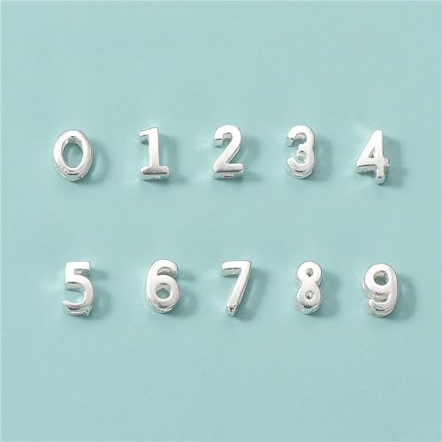 Perles intercalaires en argent , Argent sterling 925, numéro, DIY & modèles différents pour le choix, argent, beads width 3-4.3mm, beads length 5.5-6mm Environ 1.6mm, Vendu par PC