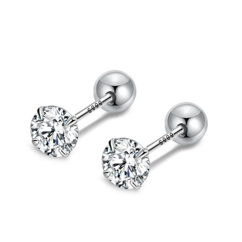 925 Sterling Silver Stud Earring & for woman & with cubic zirconia [