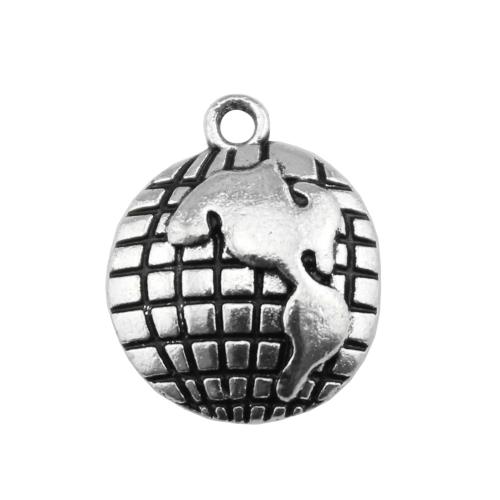Zinc Alloy Jewelry Pendants, Globe, antique silver color plated, vintage & fashion jewelry & DIY 
