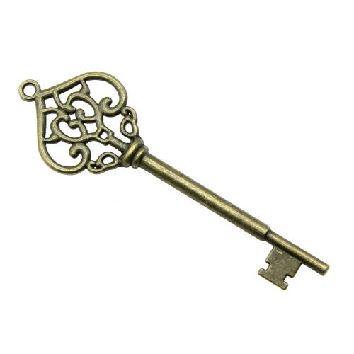Zinc Alloy Key Pendants, plated, vintage & fashion jewelry & DIY 69mm 