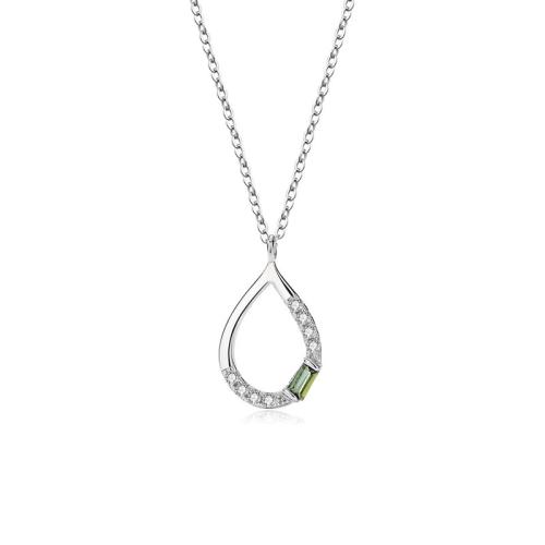 Cubic Zirconia Micro Pave Sterling Silver Necklace, 925 Sterling Silver, fashion jewelry & micro pave cubic zirconia & for woman 