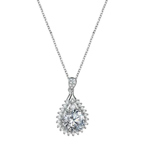 Sterling Silver Jewelry Necklace, 925 Sterling Silver, with Moissanite, fashion jewelry & for woman 