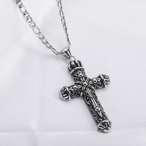 Stainless Steel Jewelry Necklace, 304 Stainless Steel, Cross, polished, fashion jewelry & Unisex original color Approx 60 cm 