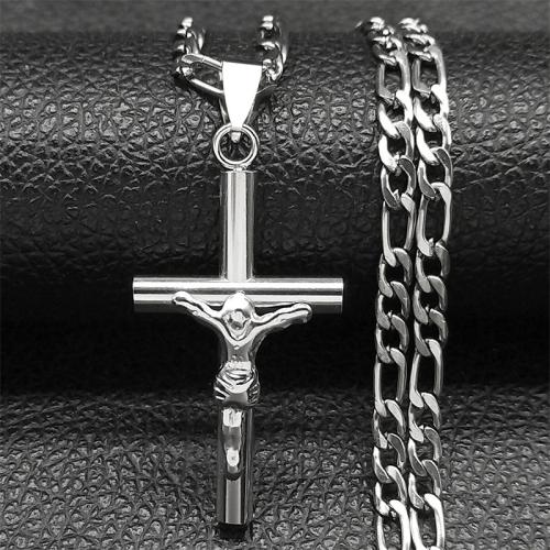 Edelstahl Schmuck Halskette, 304 Edelstahl, Kreuz, Modeschmuck & unisex, keine, 38x22mm, Länge:ca. 50 cm, verkauft von PC