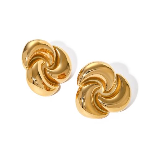 Edelstahl Stud Ohrring, 304 Edelstahl, 18K vergoldet, Modeschmuck & für Frau, goldfarben, 26.8x26.8mm, verkauft von Paar