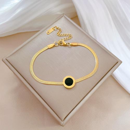 Stainless Steel Charm Bracelet, 304 Stainless Steel, with Acrylic, with 3cm extender chain, Flat Round, Vacuum Ion Plating, fashion jewelry & for woman cm 