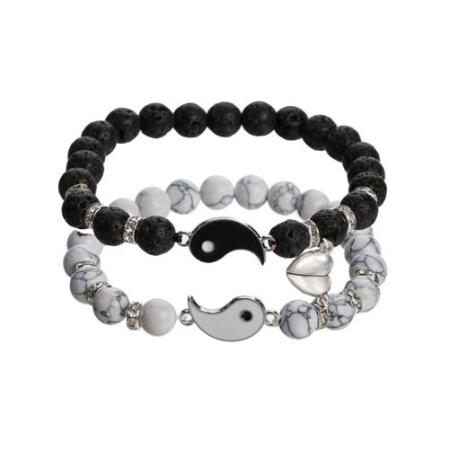 Gemstone Bracelets, Natural Stone, with Zinc Alloy, handmade, fashion jewelry & Unisex & enamel Approx 18-19 cm 