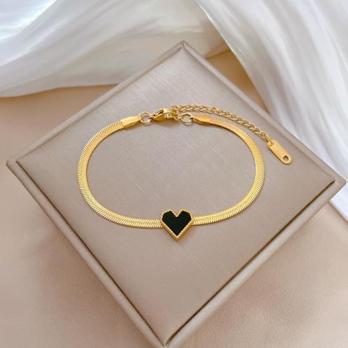 Stainless Steel Charm Bracelet, 304 Stainless Steel, with Acrylic, with 3cm extender chain, Heart, Vacuum Ion Plating, fashion jewelry & for woman cm 