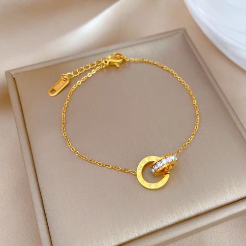 Stainless Steel Charm Bracelet, 304 Stainless Steel, with 3cm extender chain, Vacuum Ion Plating, fashion jewelry & for woman & with rhinestone cm 