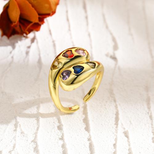 Brass Finger Ring, with Cubic Zirconia, plated, for woman 