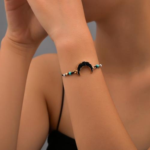 Fashion Zinc Alloy Bracelets, with Seedbead & Wax Cord, plated, fashion jewelry black 