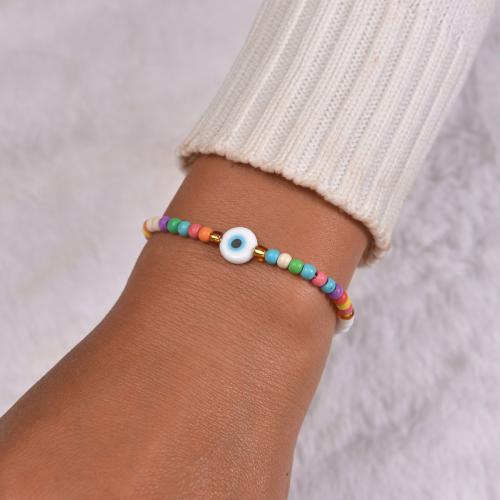 Fashion Jewelry Anklet, Seedbead, avec corde de cire & résine & fer, Placage, bijoux de mode, couleurs mélangées, Vendu par PC