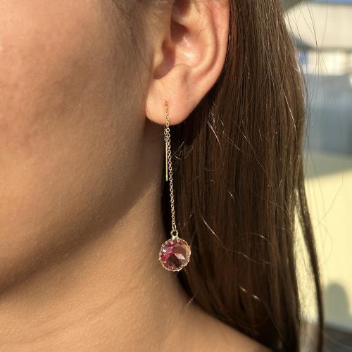 Crystal Drop Earring, 304 Stainless Steel, with Crystal, plated, fashion jewelry 