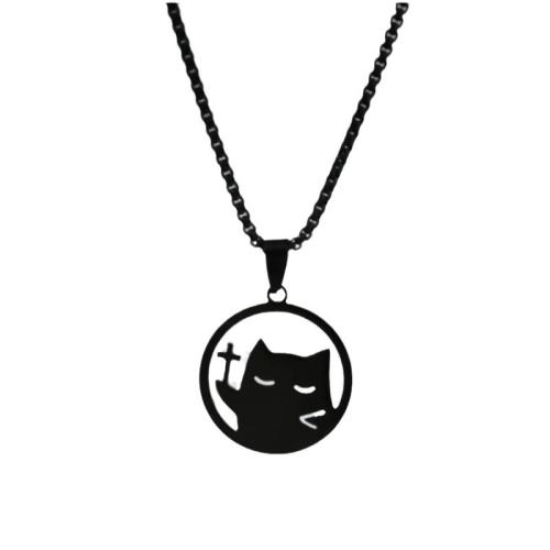 Titanium Steel Jewelry Necklace, polished, Unisex, black Approx 51-60 cm 
